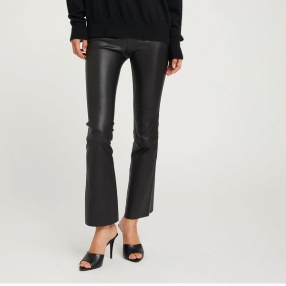 SPRWMN BLACK LEATHER ANKLE FLARE - Picture 1 of 11